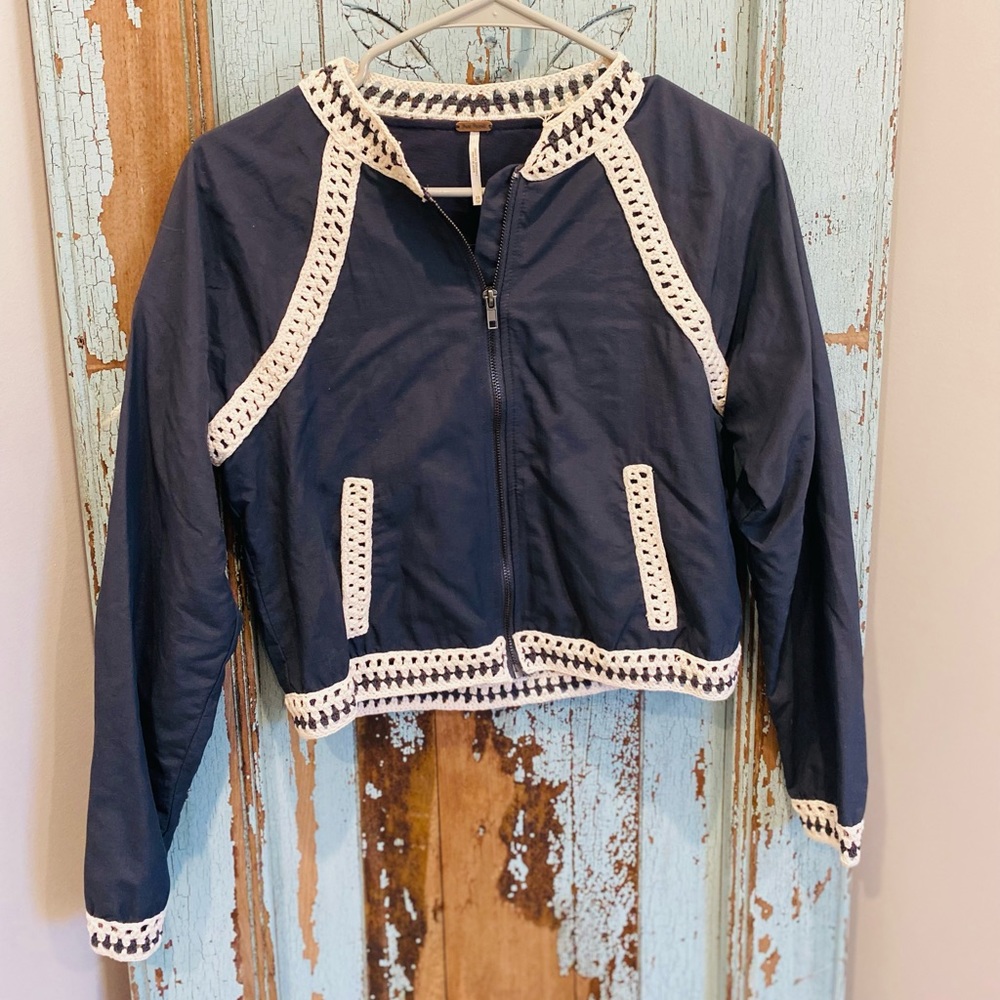 Free People bomber jacket. Blue.  XS